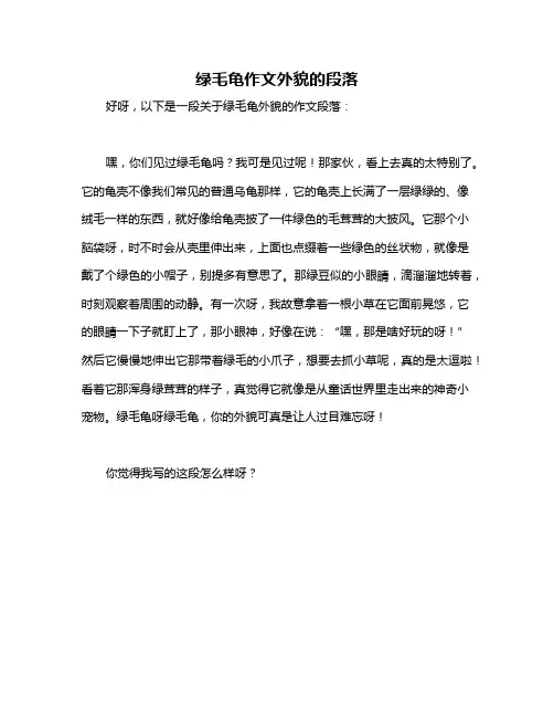 绿毛龟作文外貌的段落