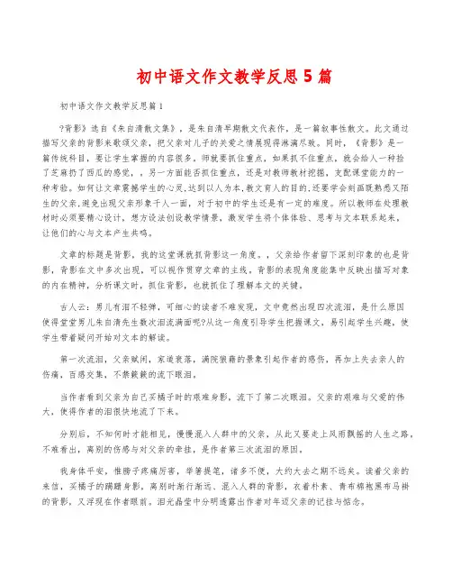 初中语文作文教学反思5篇