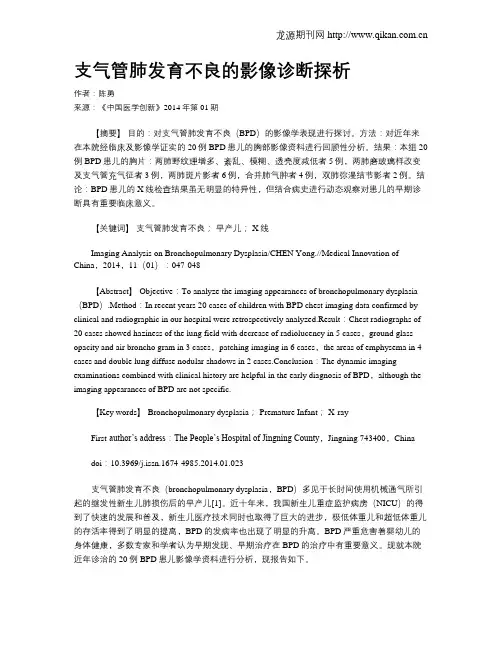 支气管肺发育不良的影像诊断探析
