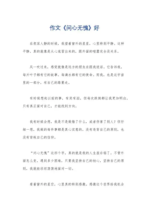 作文《问心无愧》好