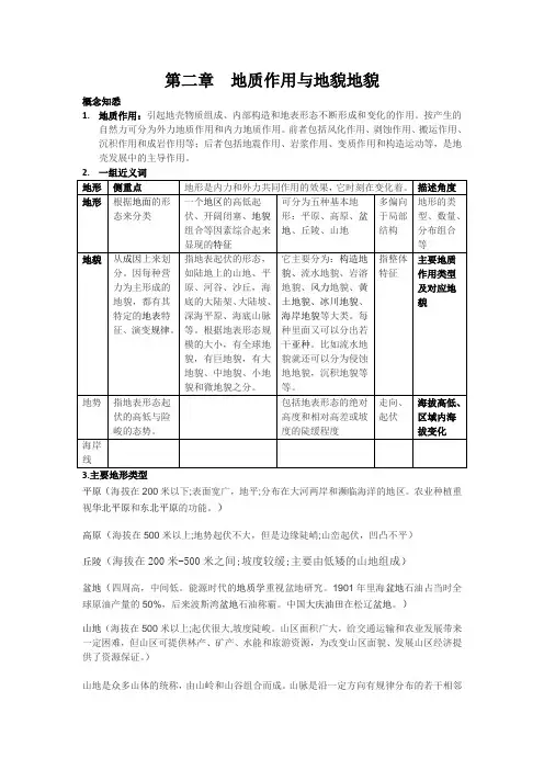 4地质作用与地貌(教师版)