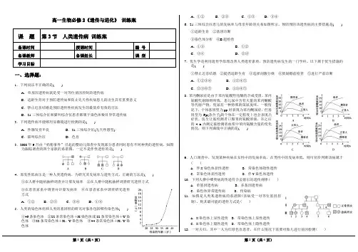 高中生物必修2第5章第3节 人类遗传病训练案及答案