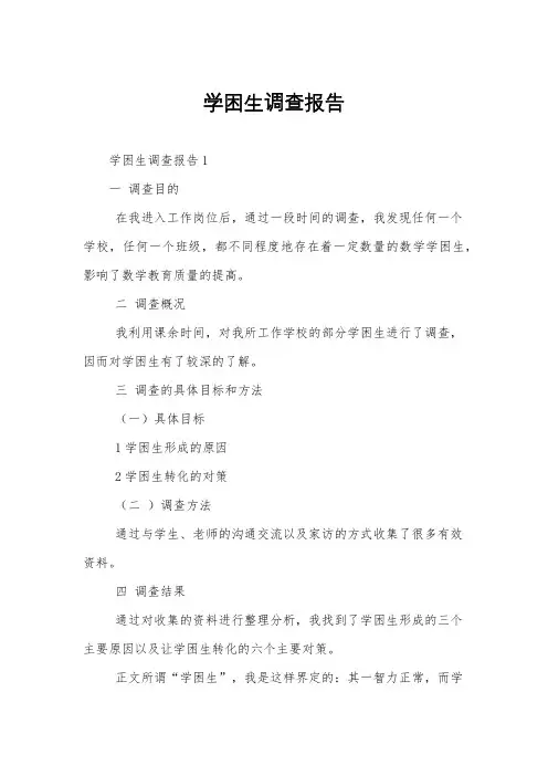 学困生调查报告