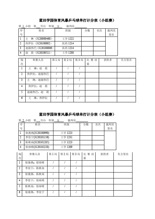 乒乓球小组赛(女)