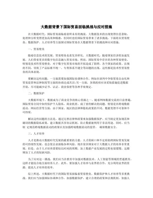 大数据背景下国际贸易面临挑战与应对措施
