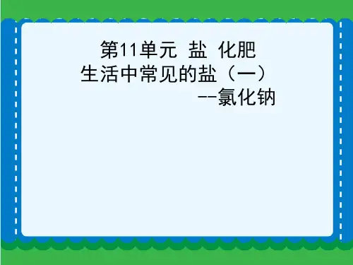 九年级化学下册教学课件：第11单元 盐 化肥