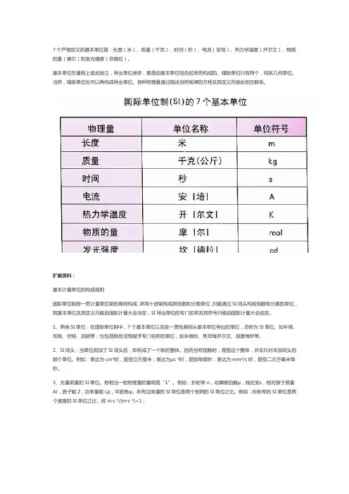 七个物理国际基本单位
