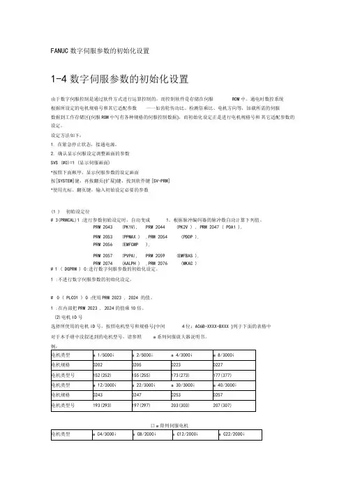 FANUC伺服参数的初始化设置