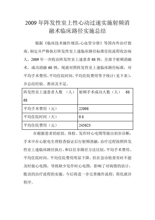 室上速临床路径总结