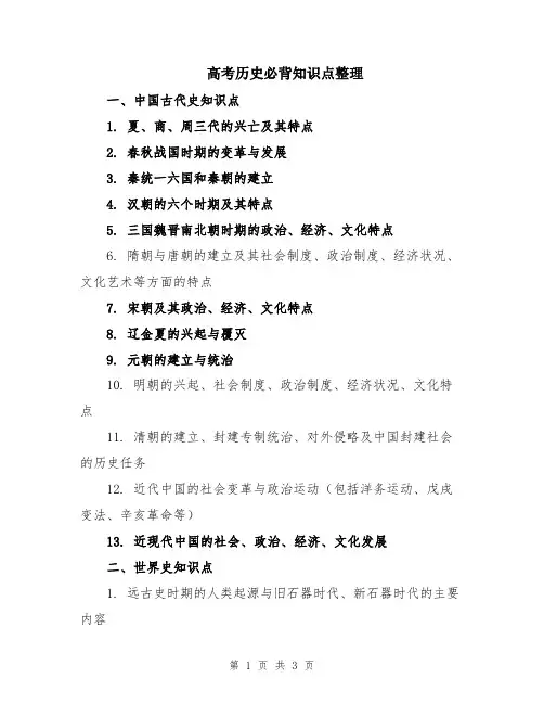 高考历史必背知识点整理