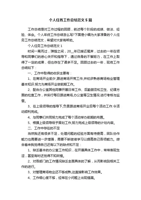 个人任务工作总结范文5篇