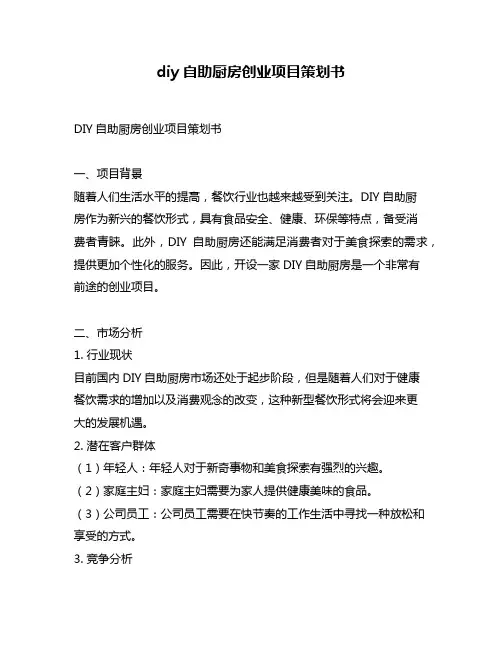 diy自助厨房创业项目策划书