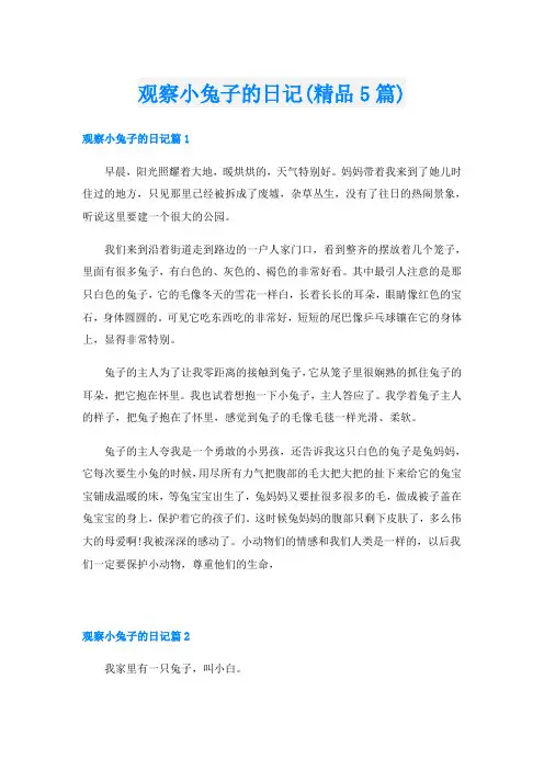 观察小兔子的日记(精品5篇)