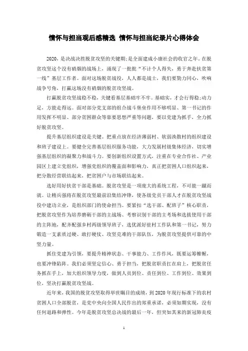 情怀与担当观后感精选 情怀与担当纪录片心得体会