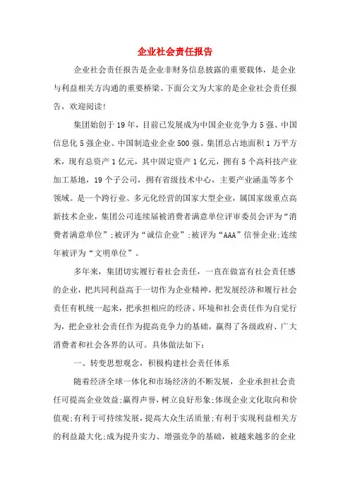 2020年企业社会责任报告