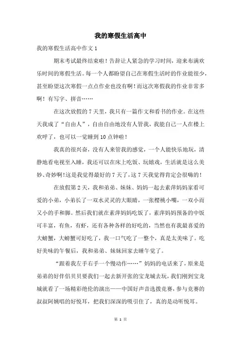 我的寒假生活高中