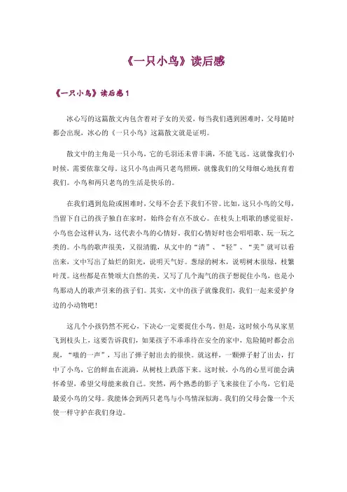 《一只小鸟》读后感_4