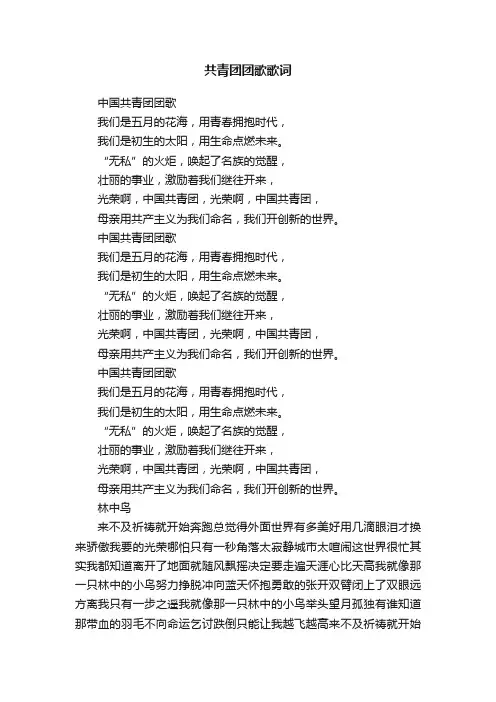 共青团团歌歌词