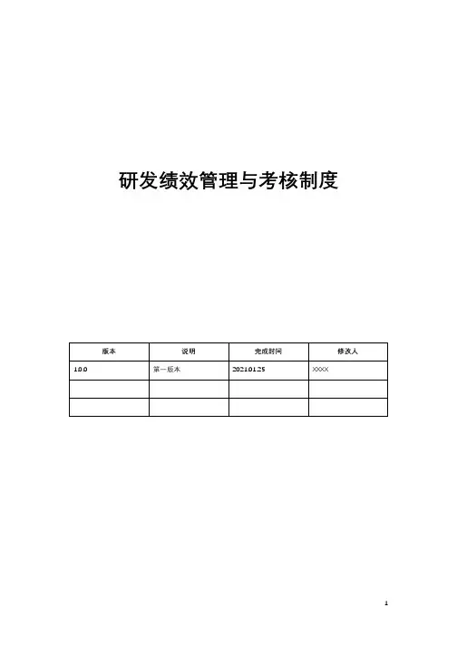 互联网研发部门绩效考核制度