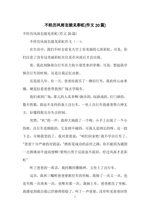 不经历风雨怎能见彩虹(作文20篇)