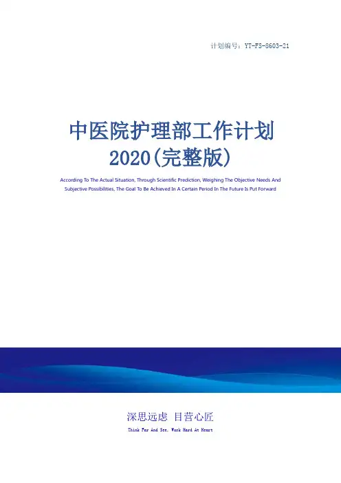 中医院护理部工作计划2020(完整版)