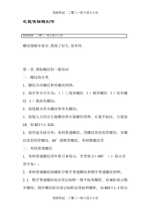 螺纹规格大全