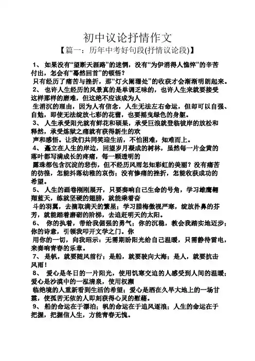 初三作文之初中议论抒情作文