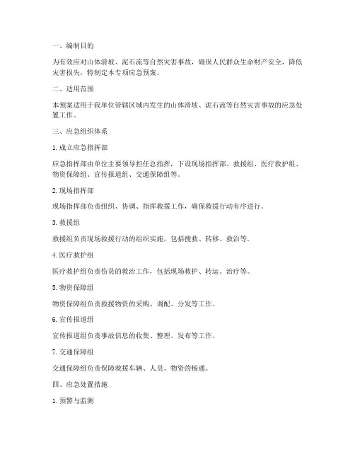 山体滑坡泥石流事故专项应急预案
