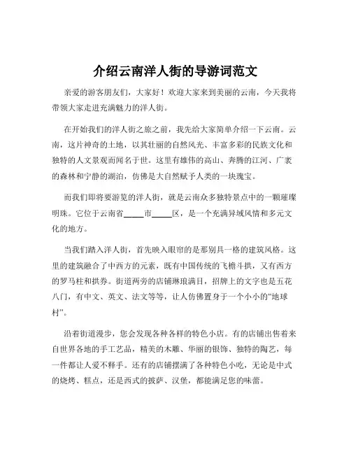 介绍云南洋人街的导游词范文