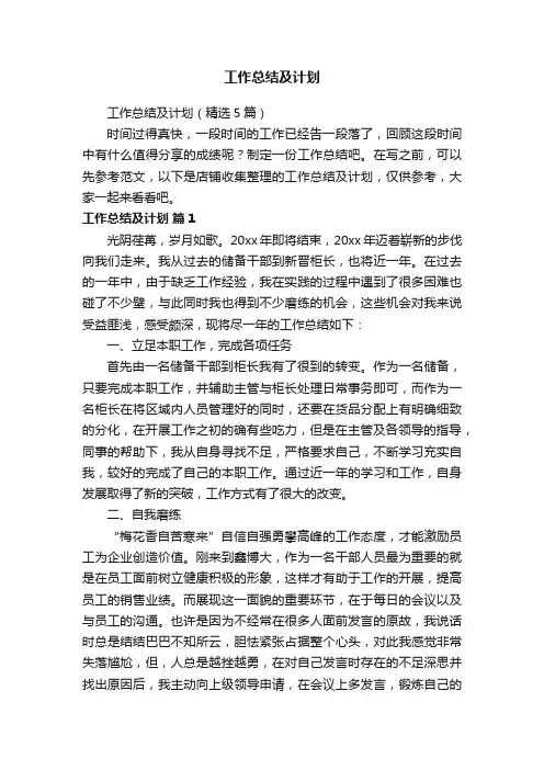 工作总结及计划