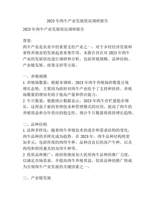 2023年肉牛产业发展状况调研报告