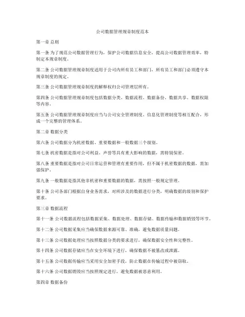 公司数据管理规章制度范本