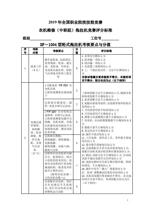 2019年全国院校技能竞赛拖拉机评分标准