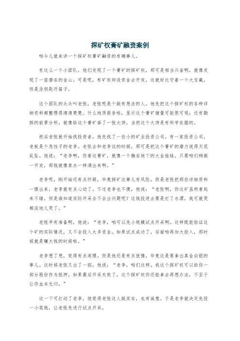 探矿权膏矿融资案例