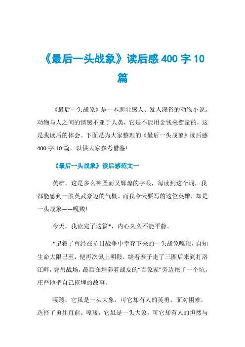 《最后一头战象》读后感400字10篇