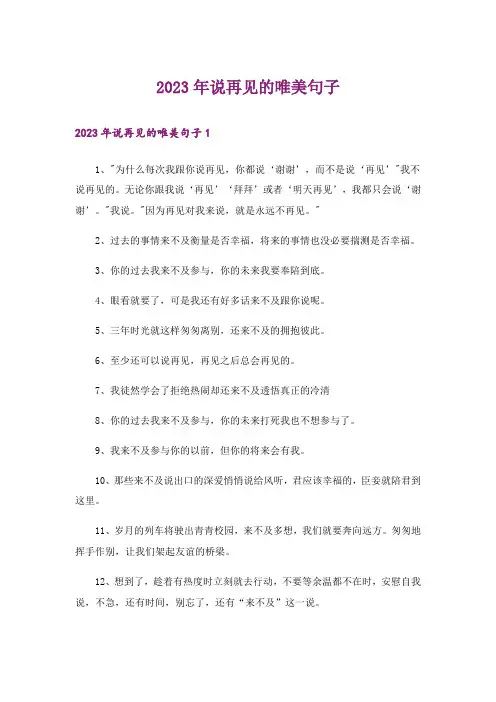 2023年说再见的唯美句子