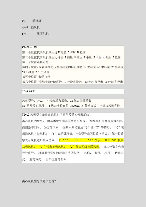 离心式风机型号的意义介绍