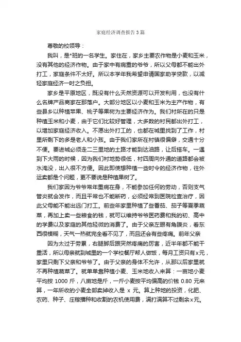 家庭经济调查报告3篇_调查报告_