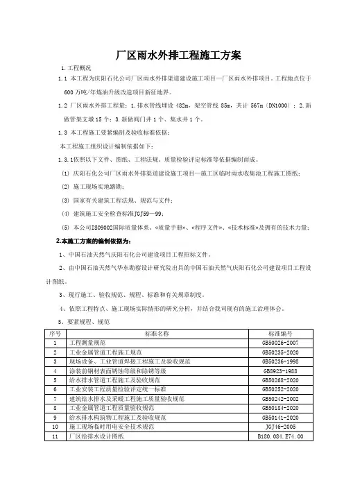 厂区雨水外排工程施工方案