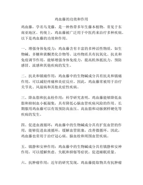 鸡血藤的功效和作用