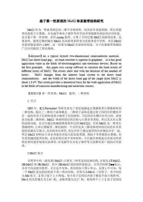 基于第一性原理的MoS2体系能带结构研究