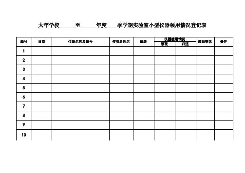 实验室仪器使用登记表