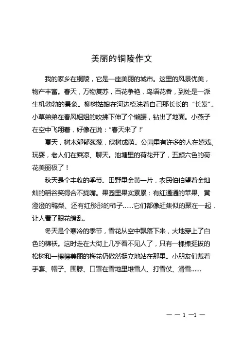美丽的铜陵作文