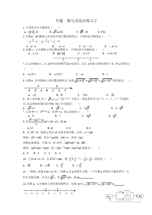 2023年九年级中考数学复习专题《数与式》综合练习
