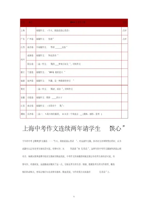 2013年全国各地中考作文题汇总