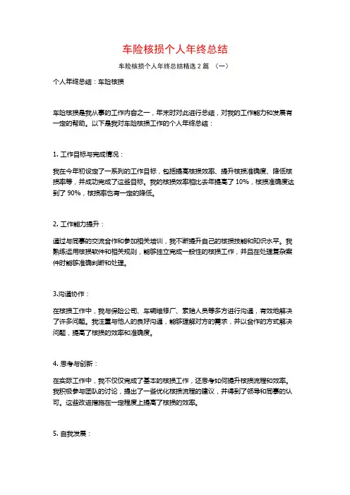 车险核损个人年终总结2篇