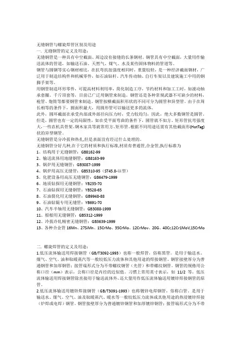 无缝钢管与螺旋焊管区别及用途