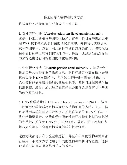 将基因导入植物细胞的方法