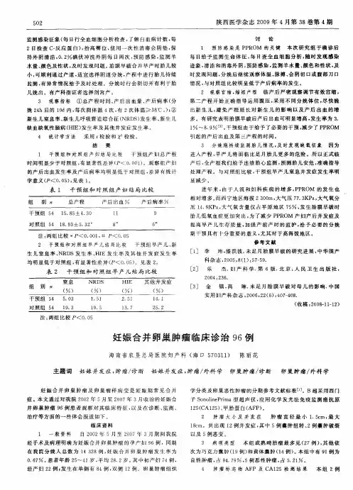 妊娠合并卵巢肿瘤临床诊治96例