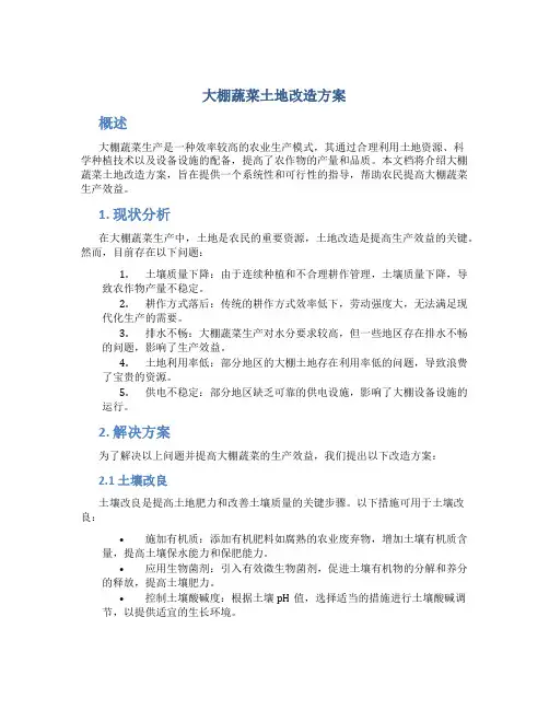 大棚蔬菜土地改造方案